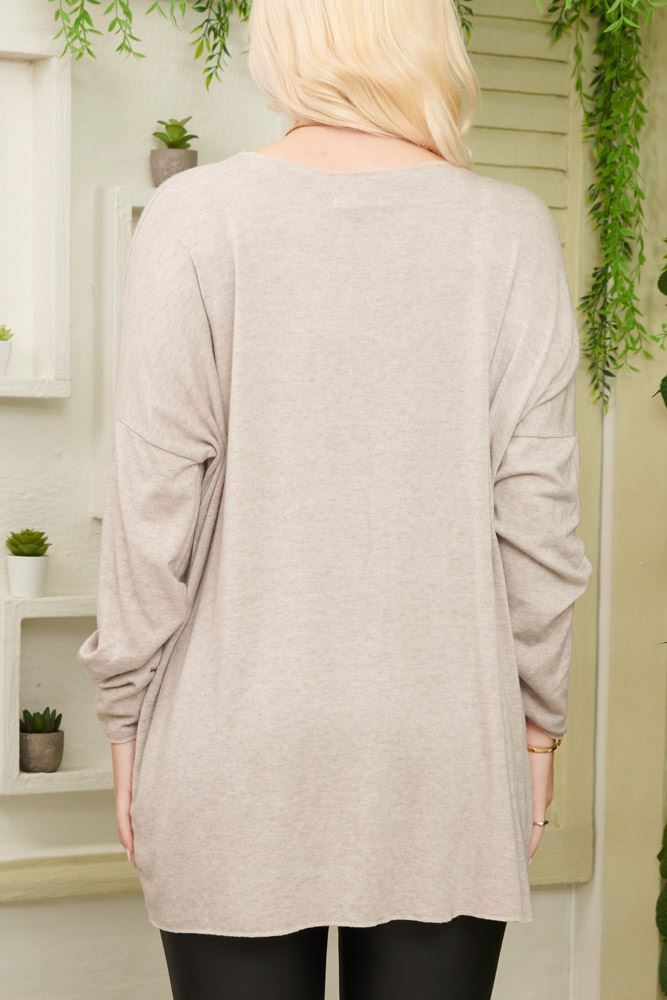 Plain Knitted Tunic Viscose Top