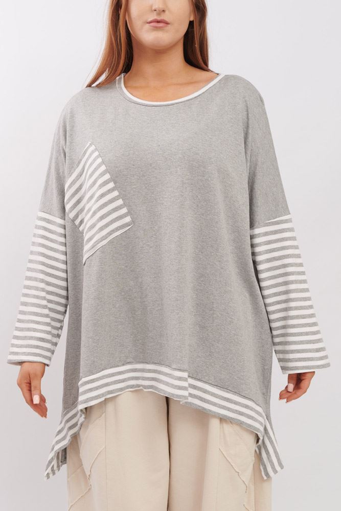 Stripe Pattern Pocket Cotton Top