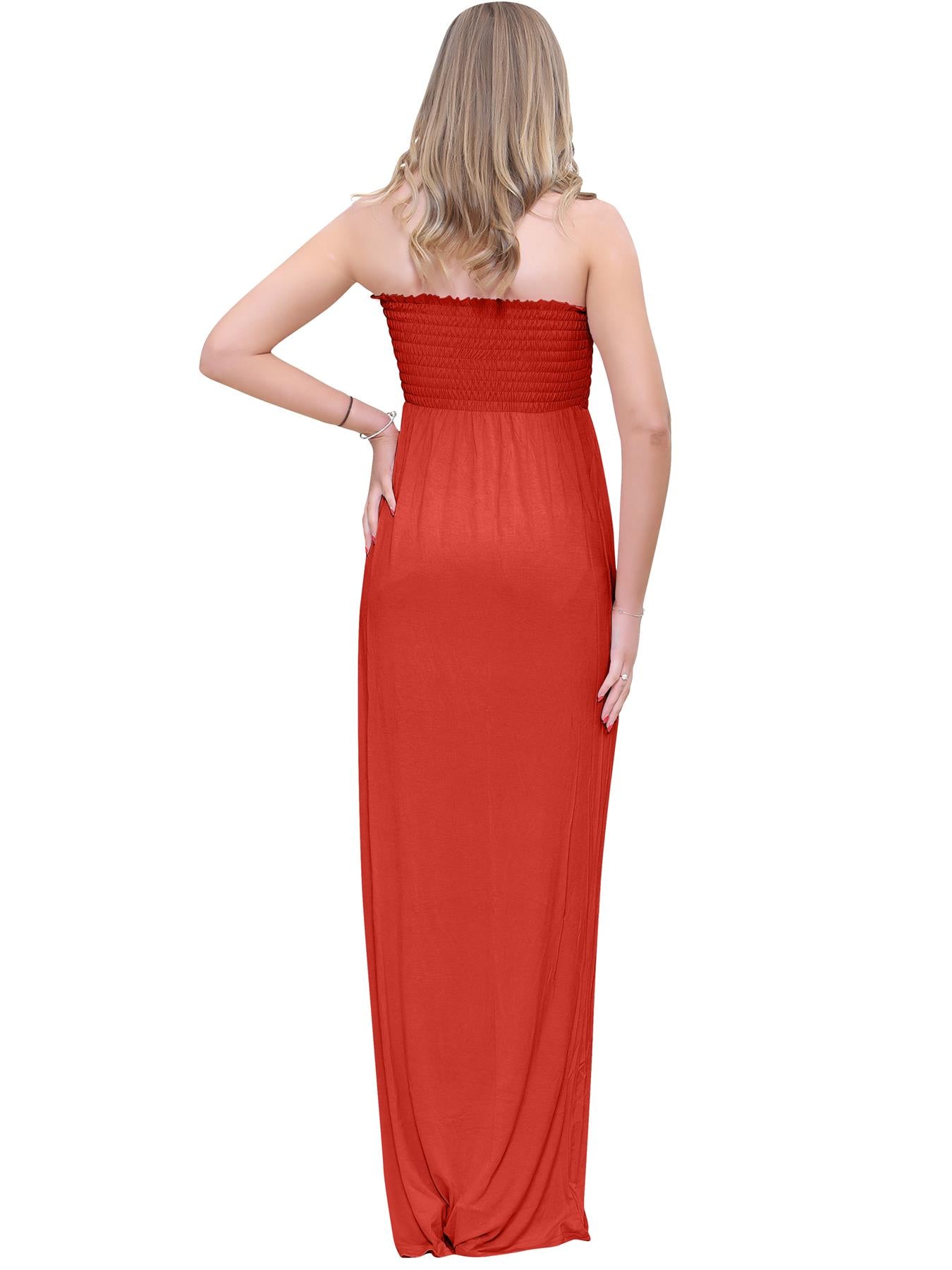 Plain Strapless Sheering Maxi Dress