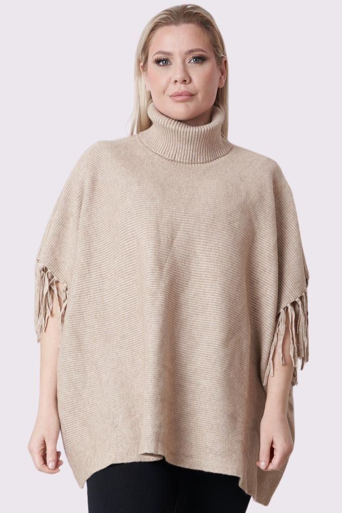 Plain Tassel Sleeve Knit Top