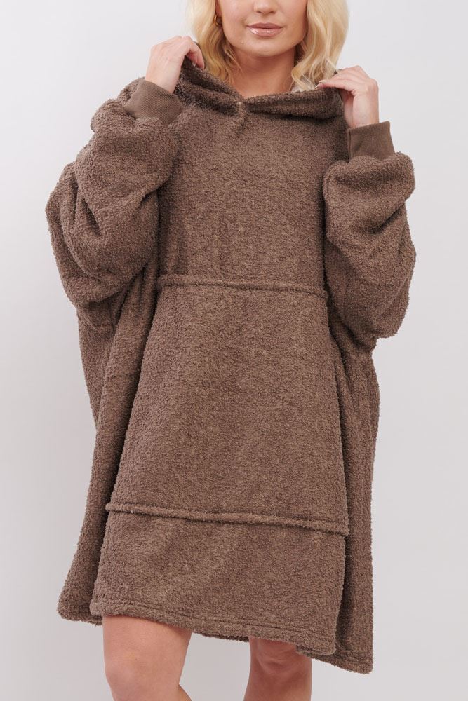 Plain Soft Feel Pocket Blanket Hoody