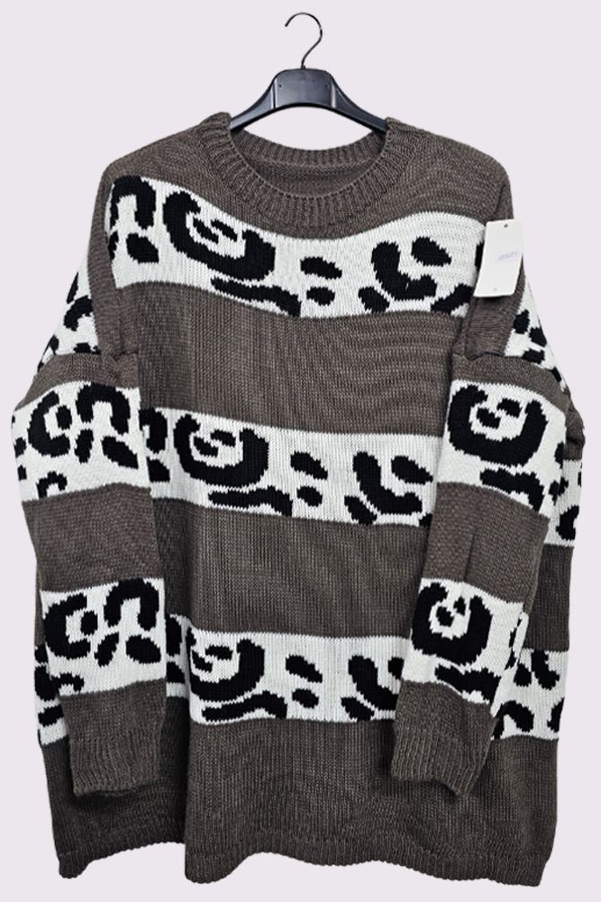 Leopard Stripe Oversized Knit Style Jumper