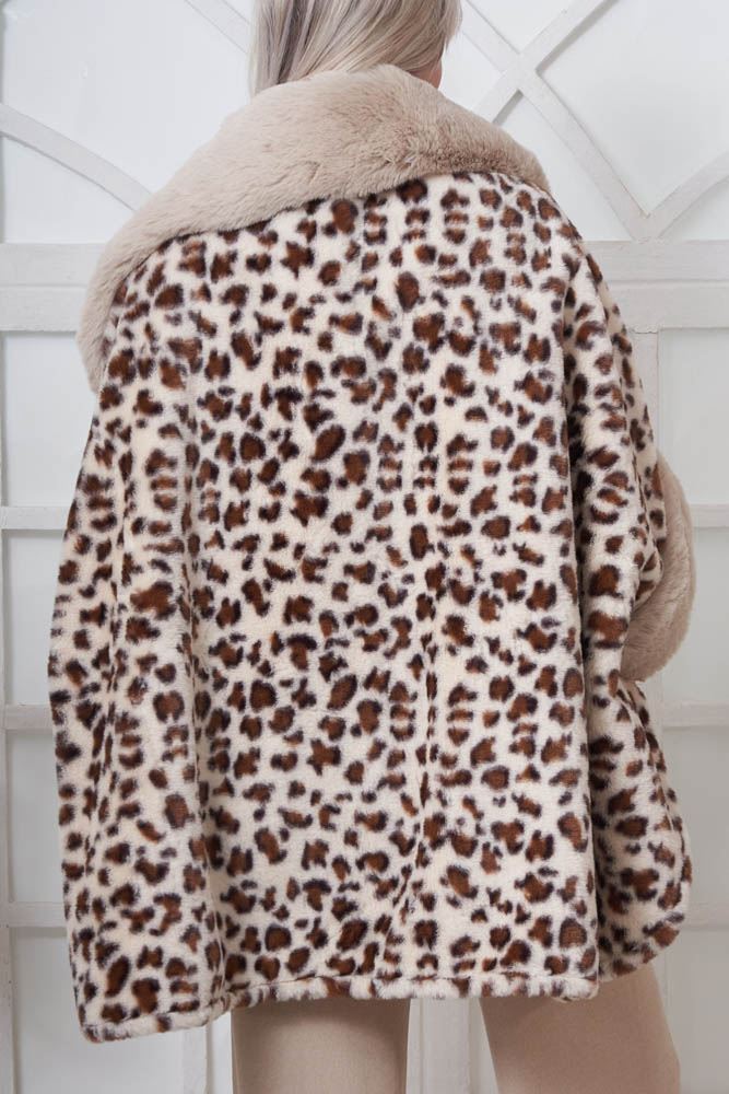 Leopard Print Faux Fur Cardigan