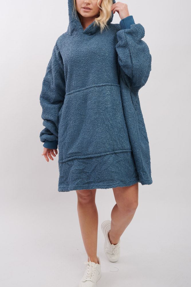 Plain Soft Feel Pocket Blanket Hoody