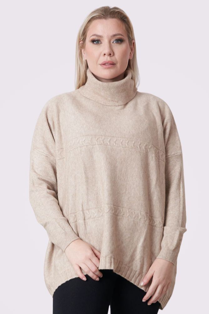 Cable Knit Pattern Knitted Soft Feel Jumper