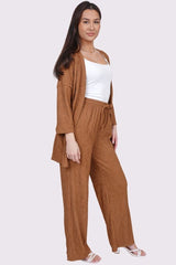 Plain Open Front Drawstring Waistband Co-Ord Set