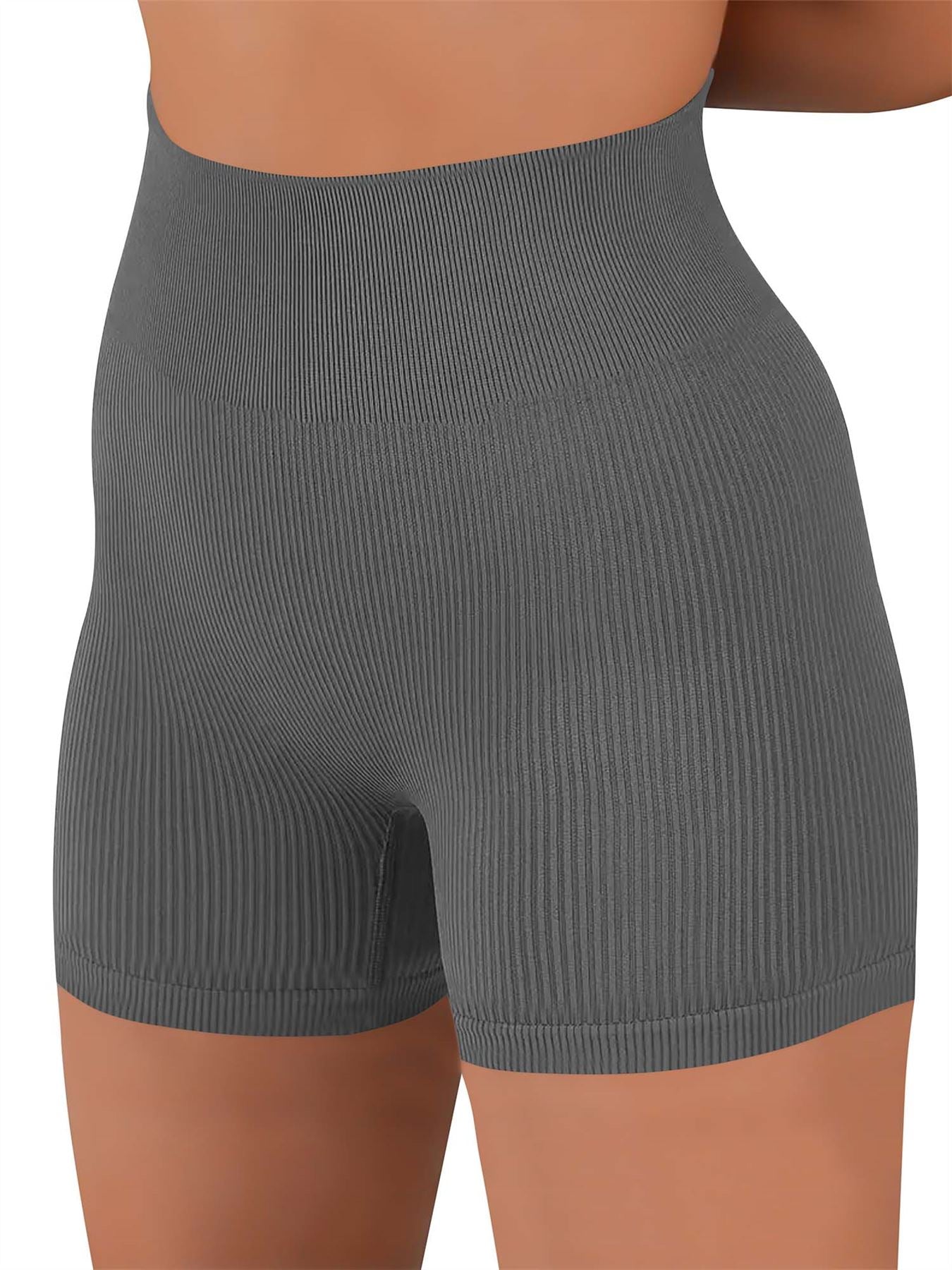 Plain Seamless Ribbed Gym Wear Shorts