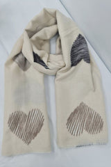 Lined Heart Print Soft Feel Scarves