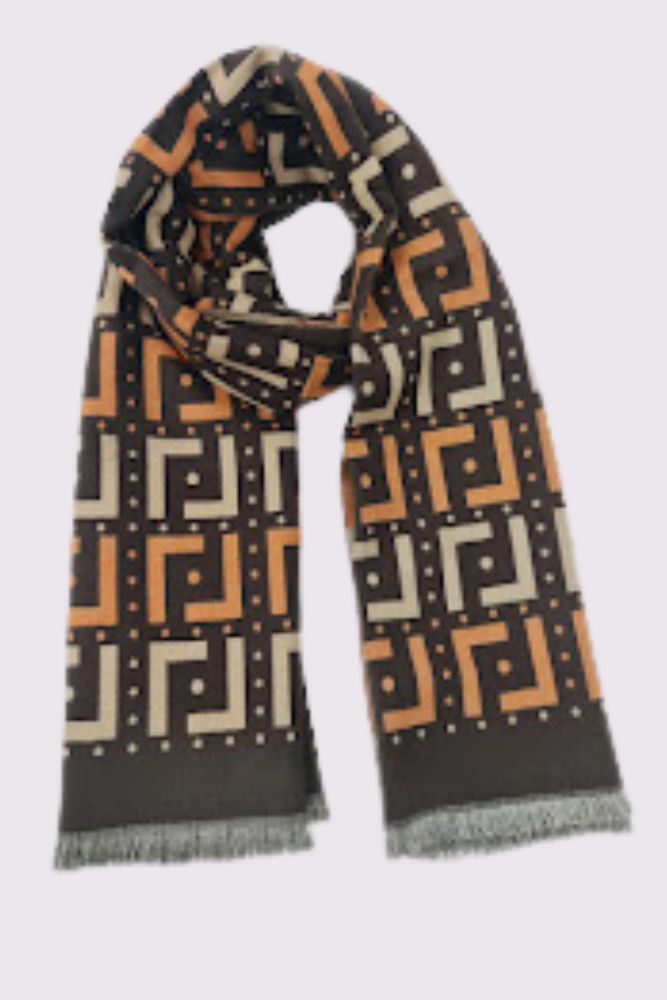 Greek Key Print Soft Feel Scarves