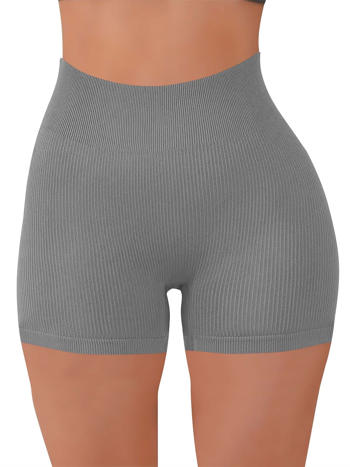 Plain Seamless Ribbed Gym Wear Shorts