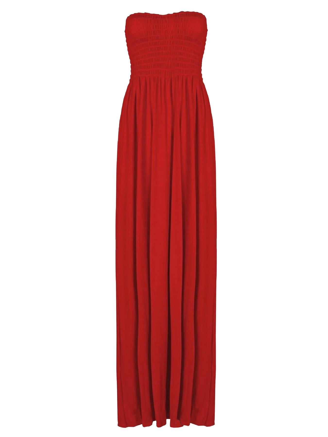 Plain Strapless Sheering Maxi Dress