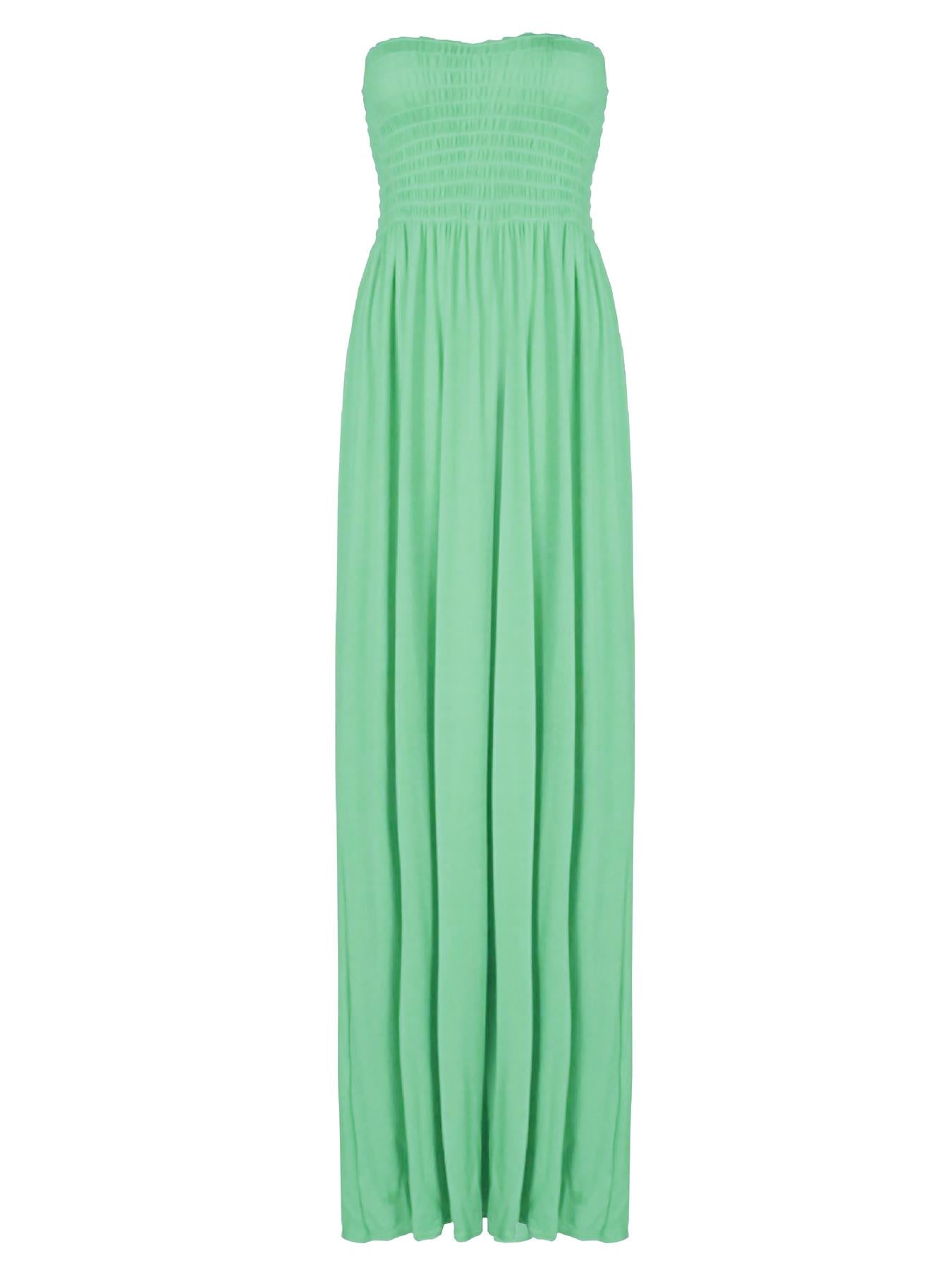 Plain Strapless Sheering Maxi Dress