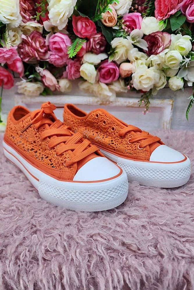 Crochet Pattern Lace Up Platform Sneakers