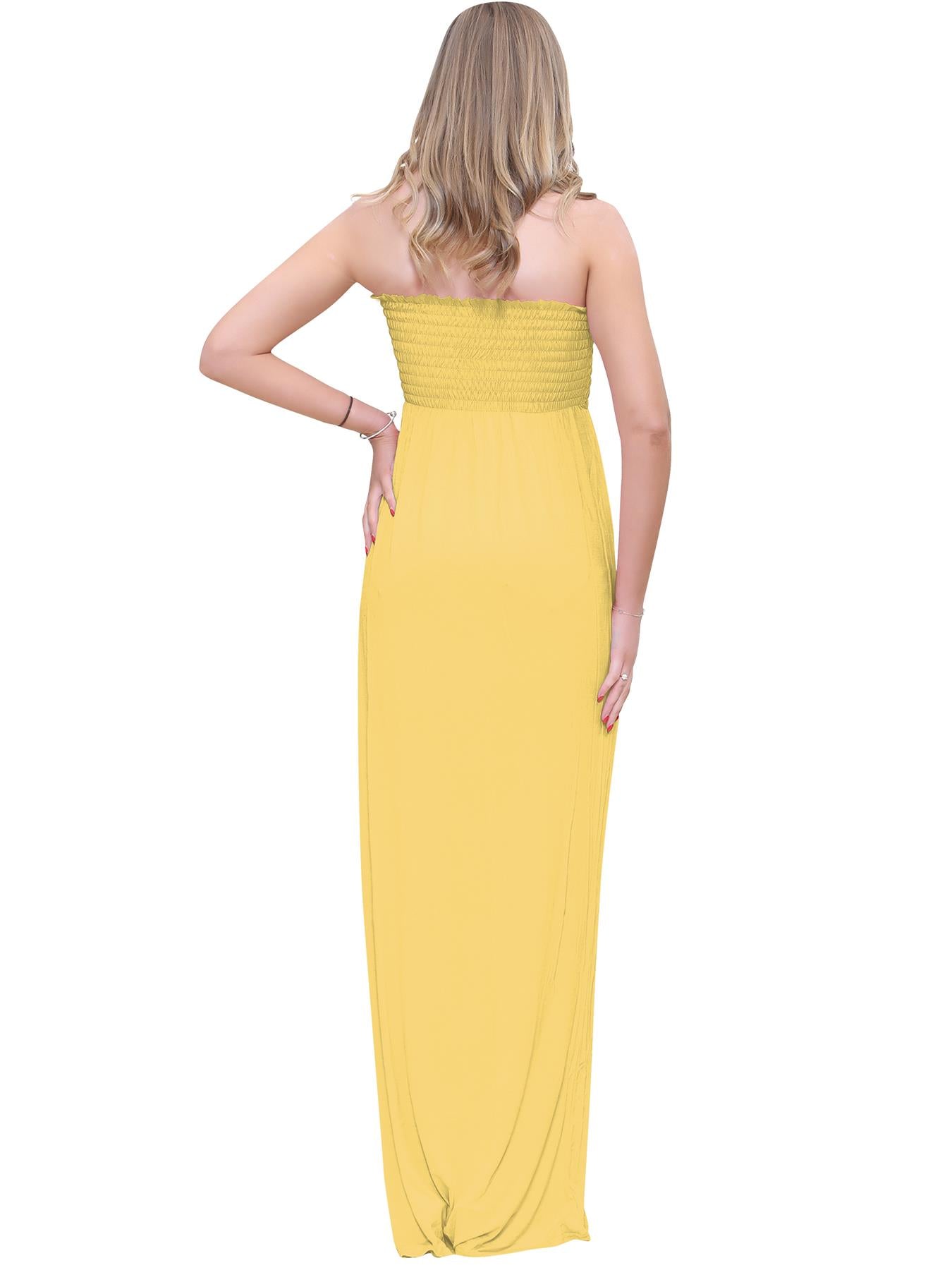 Plain Strapless Sheering Maxi Dress