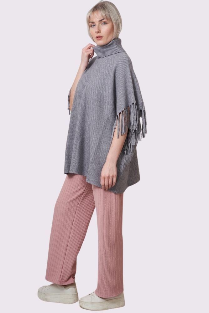 Plain Tassel Sleeve Knit Top