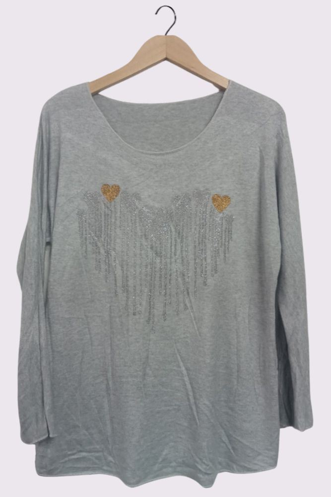 Diamante Heart Pattern Top