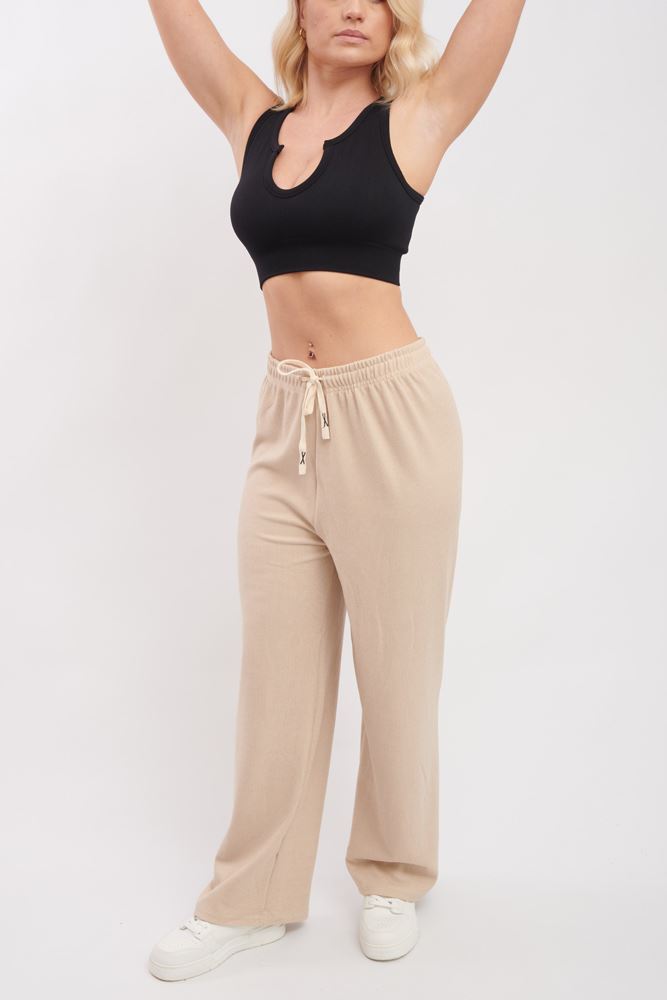 Plain Knit Wide Leg Trousers