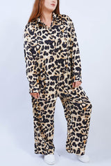 Leopard Print Button Up Loungewear Set