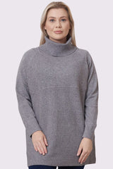 Plain Ribbed Cowl Neck Jumper