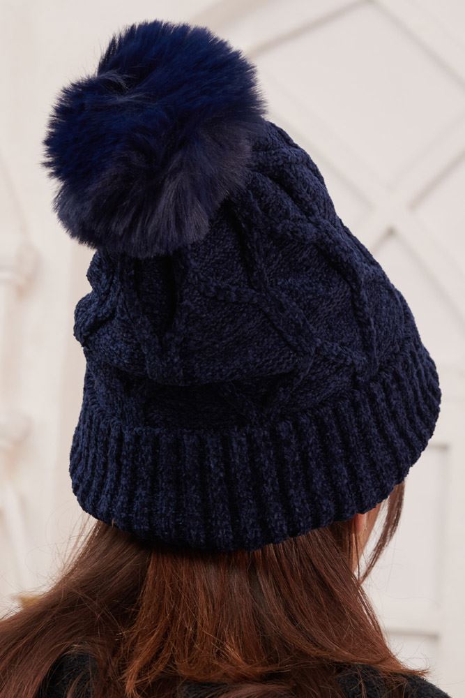 Marl Textured Pom Pom Beanie Hat