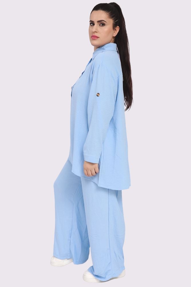 Plain Button Details Oversized Co-Ord Set