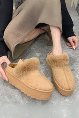 Suede Fur Lined Back Strap Slipper