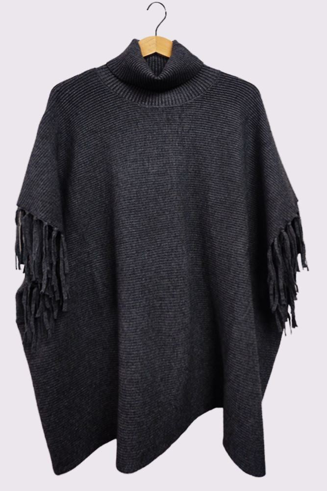 Plain Tassel Sleeve Knit Top