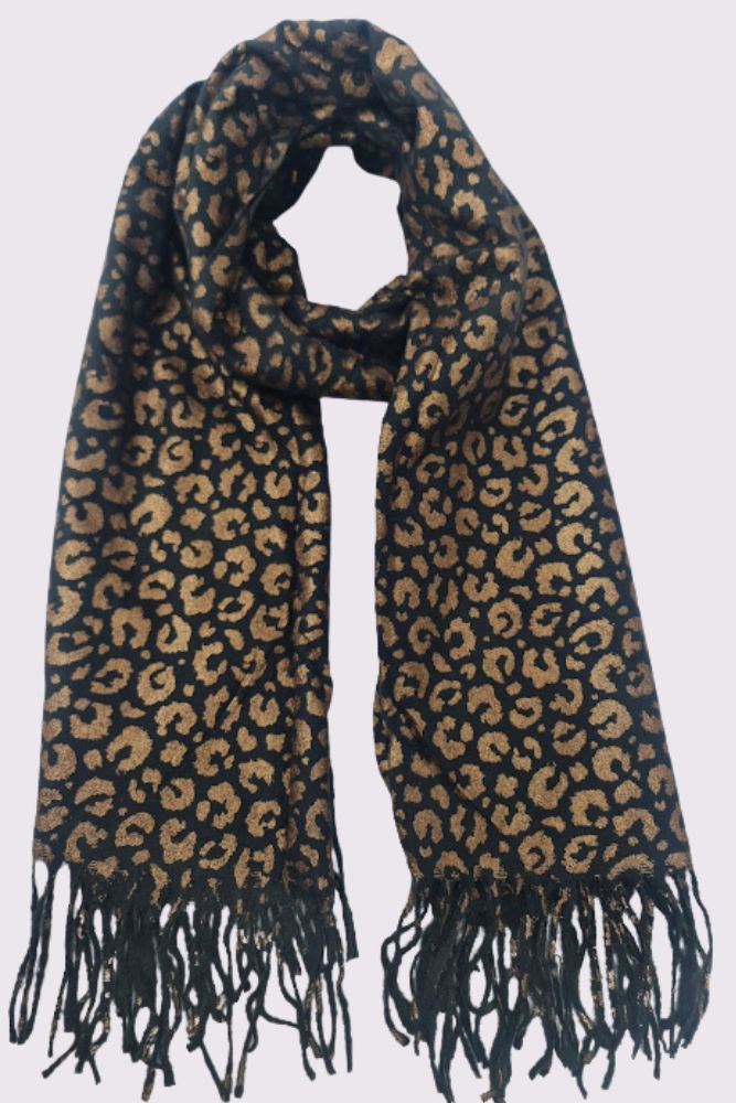 Leopard Print Soft Feel Tassel Scarves