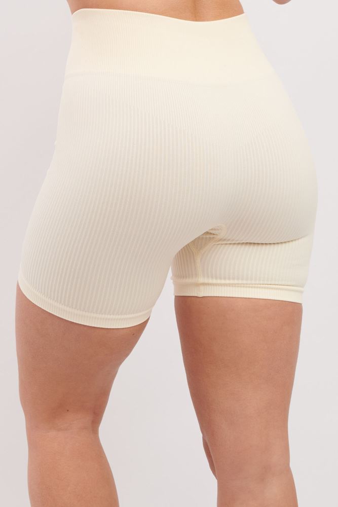 Plain Seamless Ribbed Gym Wear Shorts