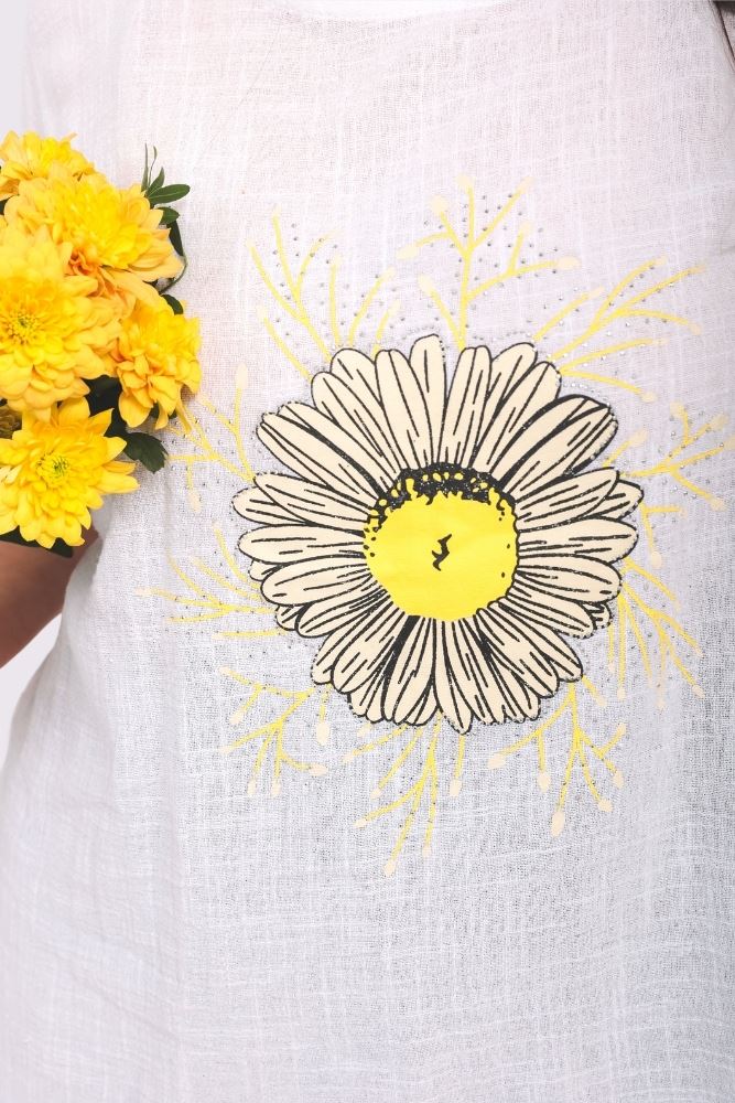 Sun Flower Print Cotton Top