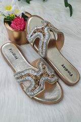 Sparkly Cut Out Strap Flat Slider