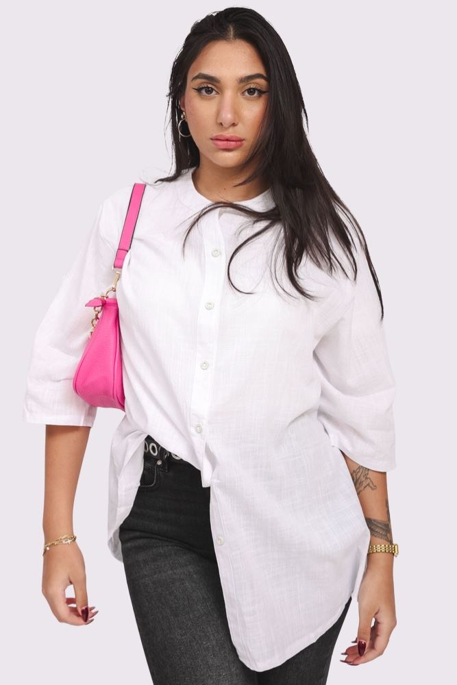 Plain Button Up Cotton Shirt