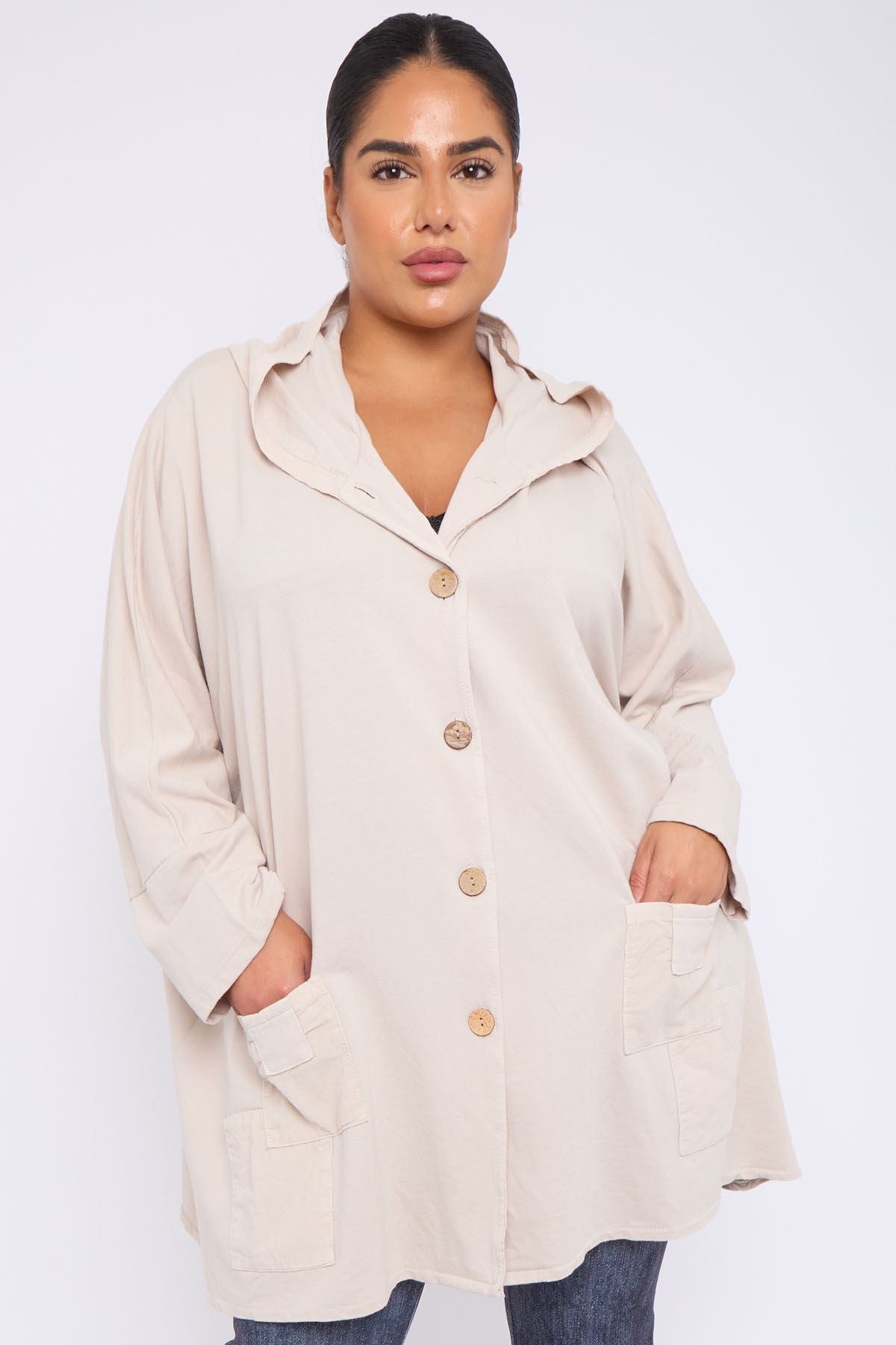 Button Up Hooded Pocket Jacket