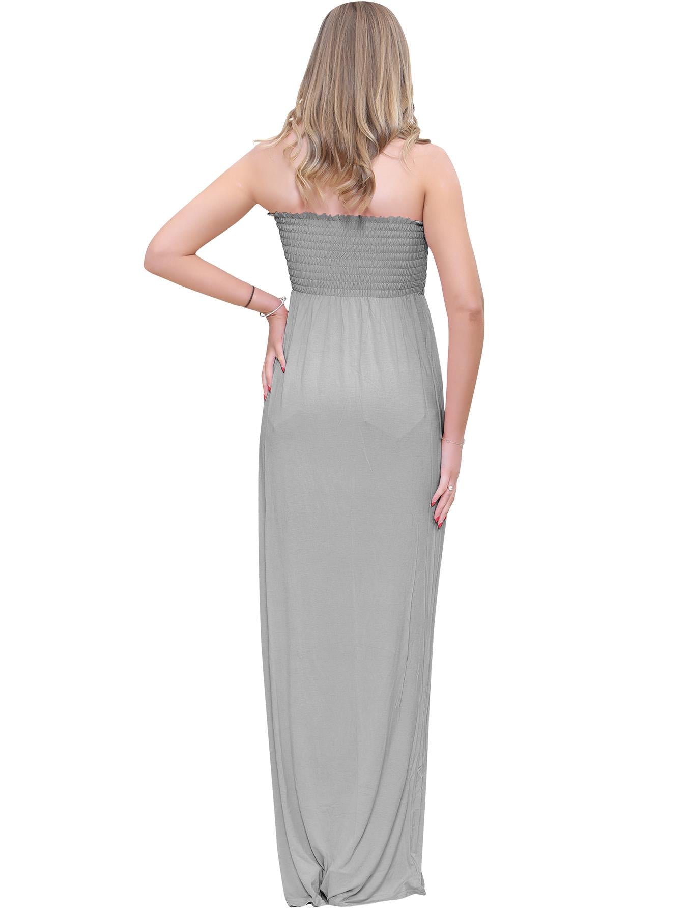 Plain Strapless Sheering Maxi Dress