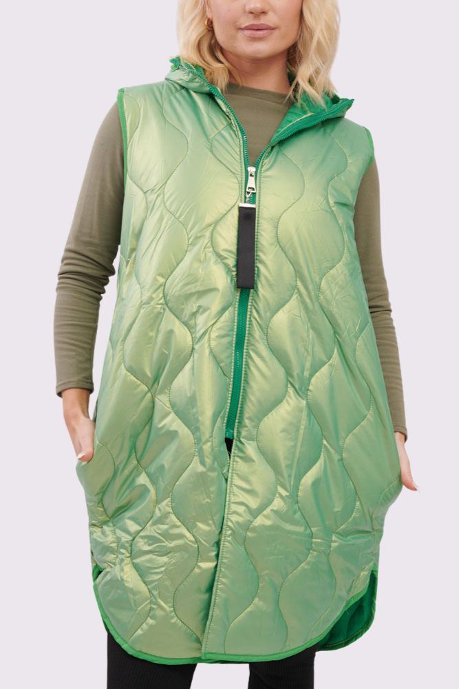 Plain Quilted Zip Up Side Pocket Gilet