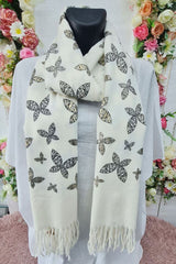 Butterfly Print Soft Feel Tassel Scarves