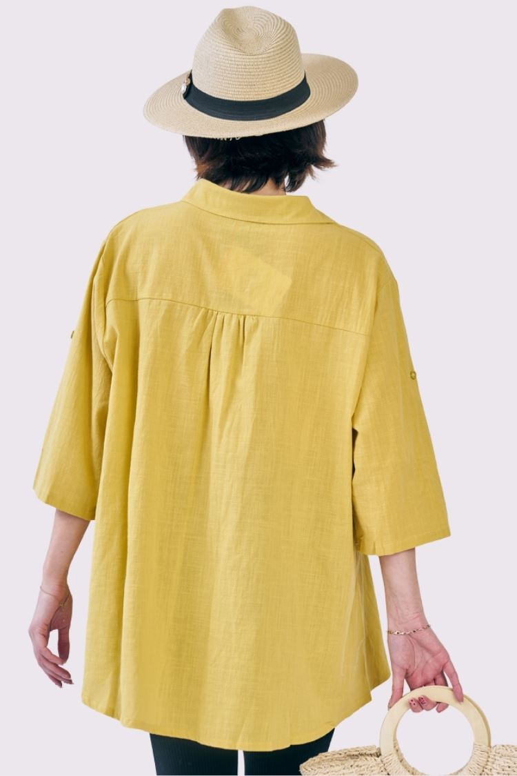 Plain Button Up Oversized Cotton Shirt