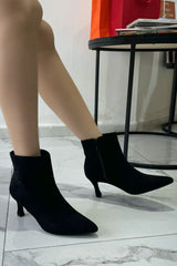 Suede Pointed Toe Side Zip Ankle Boot