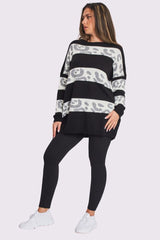 Leopard Stripe Oversized Knit Style Jumper