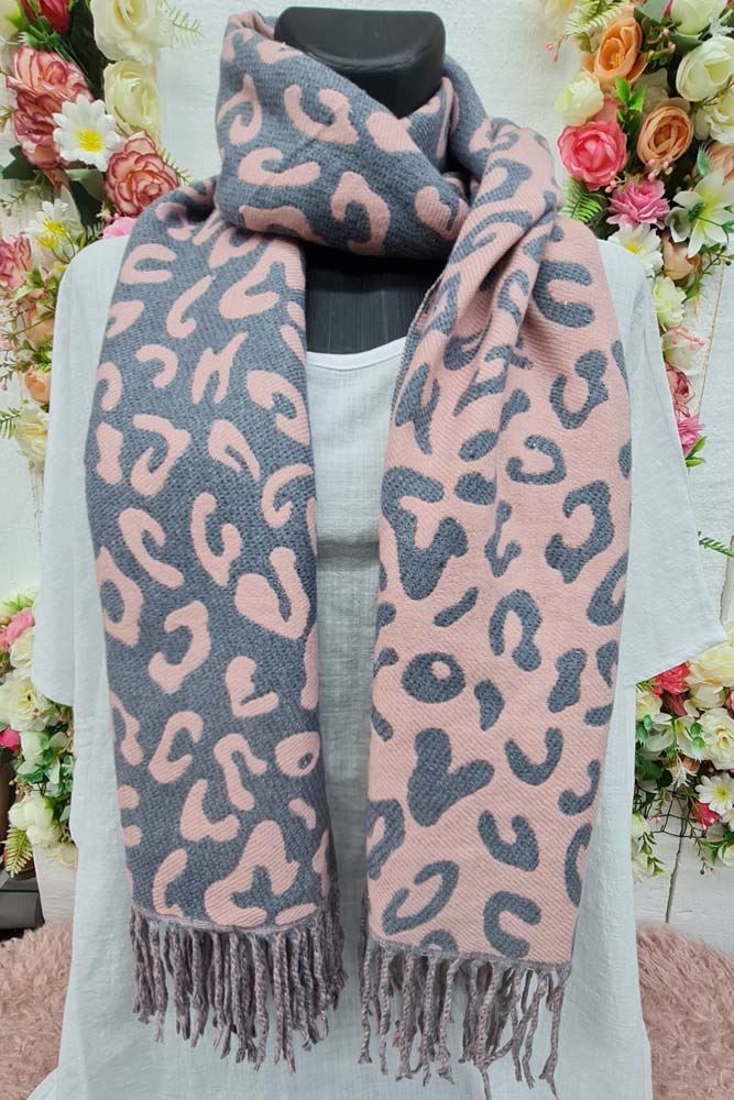 Leopard Print Corduroy Tassel Scarves