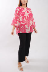 Floral Print Flared Sleeve Top