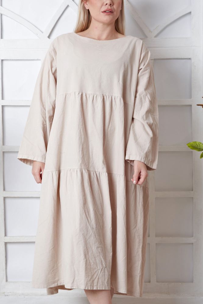 Plain Layered Cotton Dress