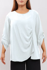 Plain Ruffle Front Top