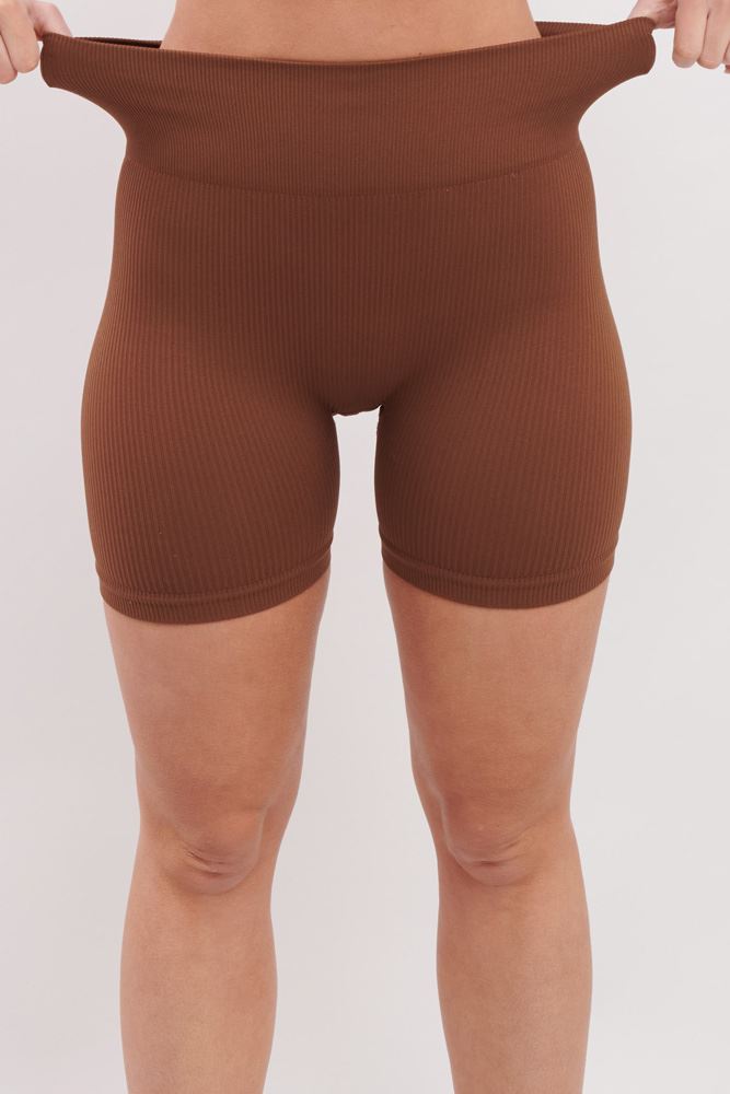 Plain Seamless Ribbed Gym Wear Shorts