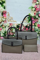 Two Tone Double Handles Shoulder Bag Set