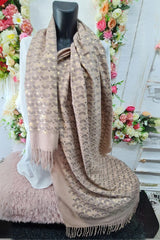 Hand Fan Pattern Soft Feel Tassel Scarves