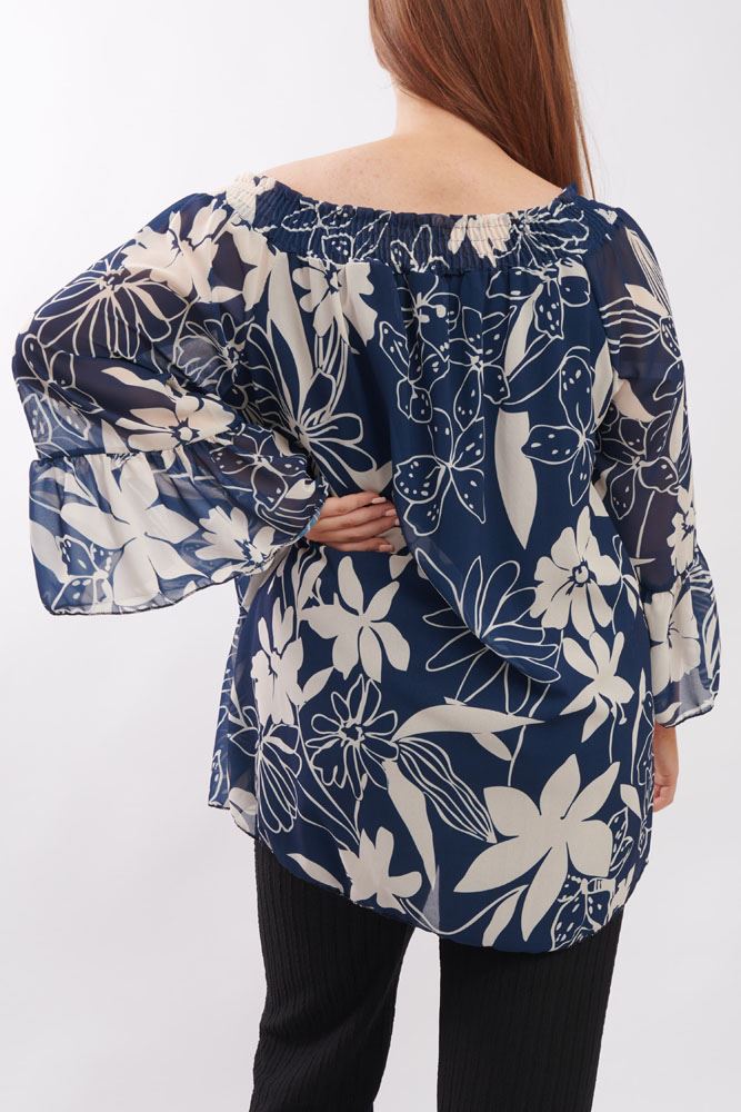 Floral Print Flared Sleeve Top