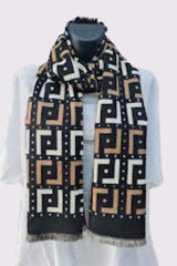 Greek Key Print Soft Feel Scarves