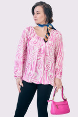 Waves Print Pleated Top