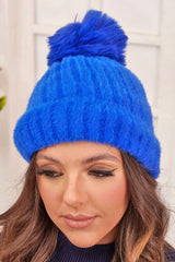 Cable Knit Soft Feel Pom Pom Nylon Hat